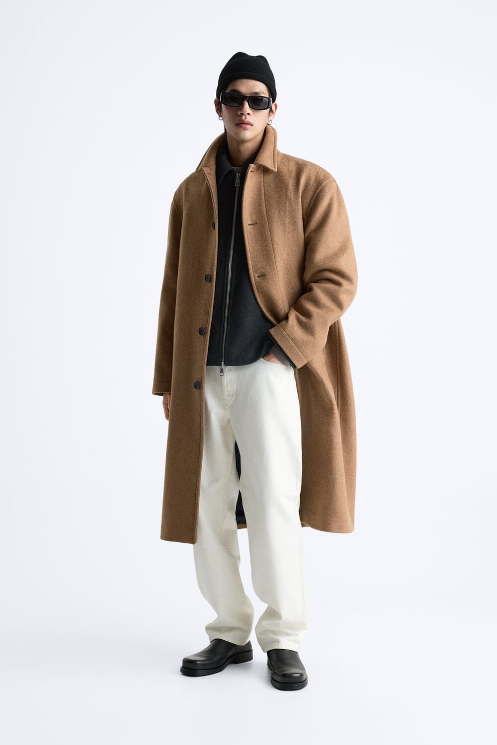 

Пальто из смесовой шерсти ZARA, кэмел