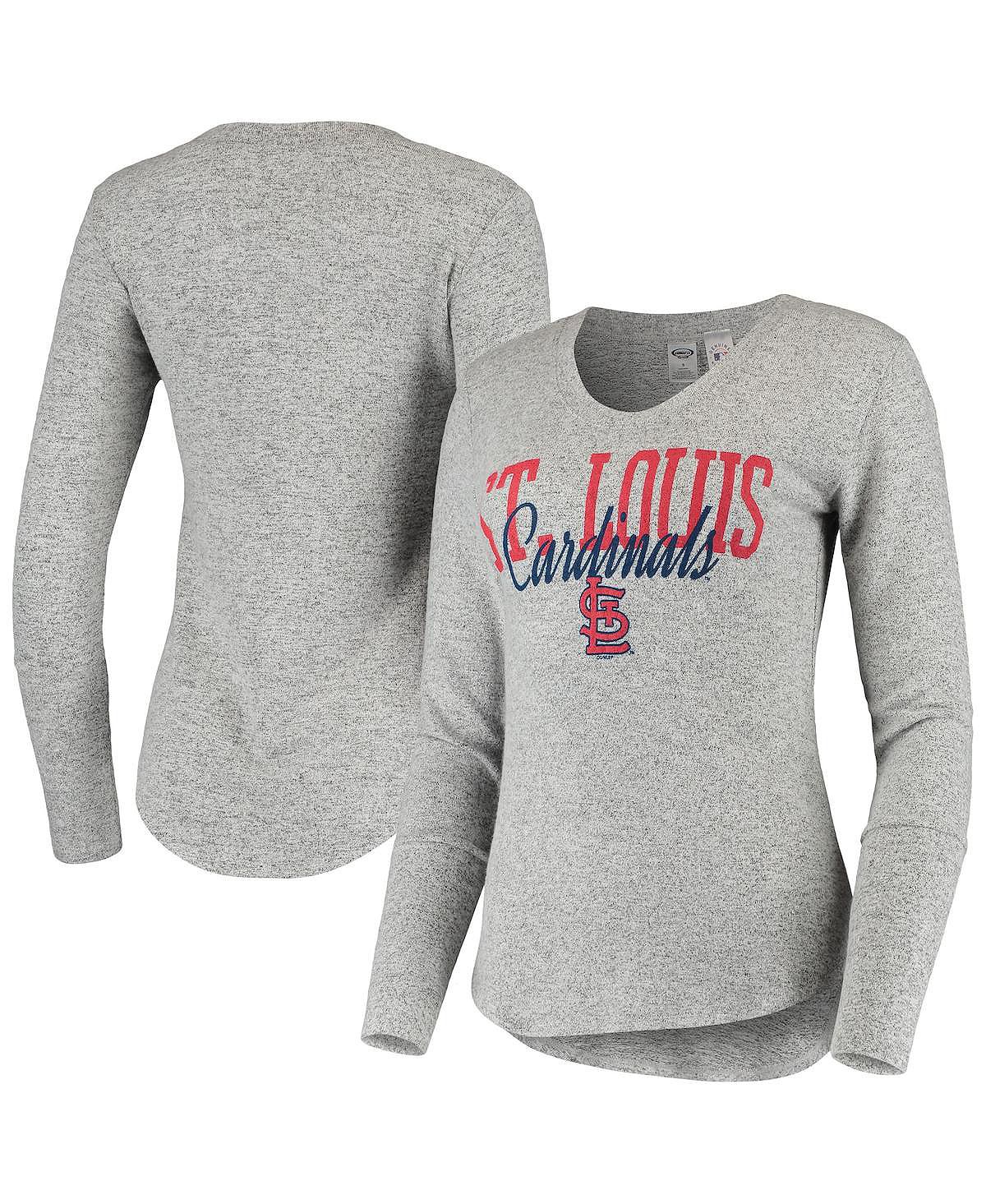 

Женская серая футболка St. Louis Cardinals Tri-Blend с длинным рукавом Concepts Sport, серый