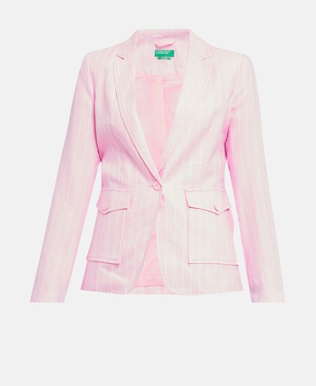 

Льняной пиджак United Colors of Benetton, розовый