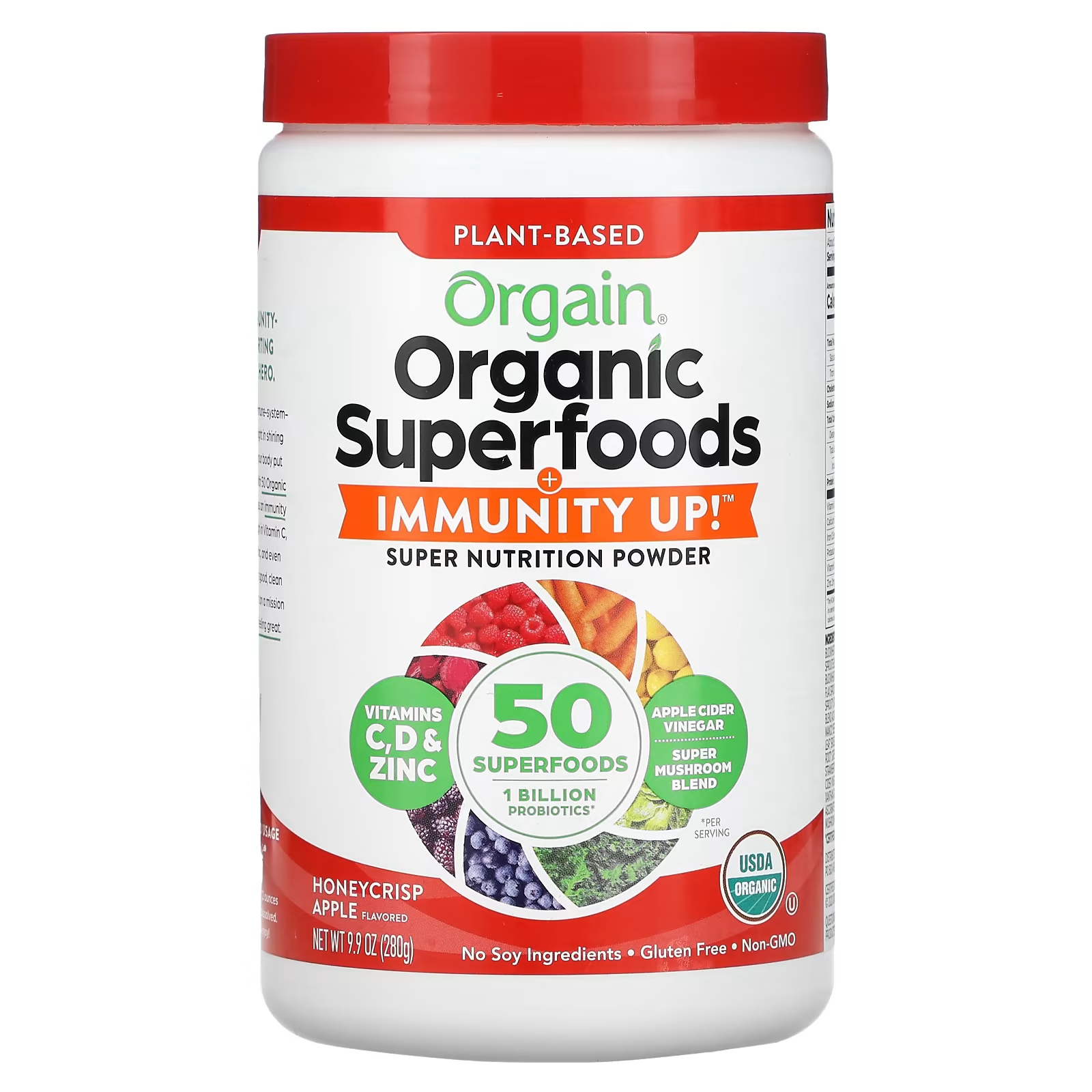Пищевая добавка Orgain Organic Superfoods Immunity Up, Plant-Based Honeycrisp Apple, 280 г