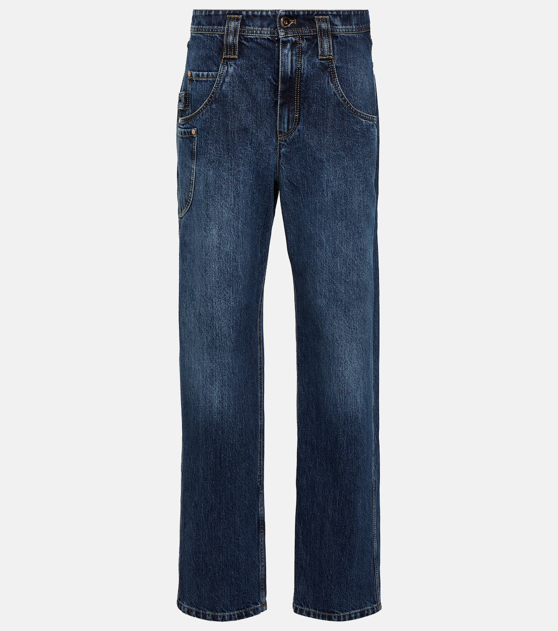 Широкие джинсы со средней посадкой BRUNELLO CUCINELLI, синий широкие джинсы со средней посадкой синий