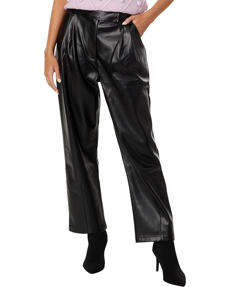 Брюки English Factory Faux Leather Pleated Trouser, черный юбка zara pleated faux leather черный