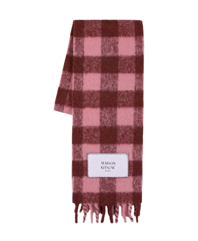 

Розовый шерстяной зимний шарф Maison Kitsuné, розовый