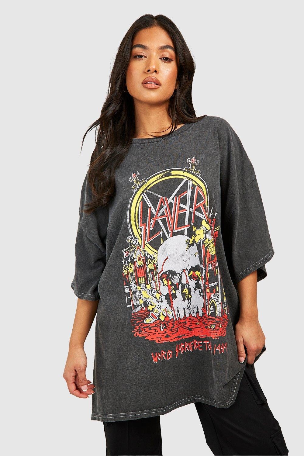 

Футболка Petite Slayer Vintage Wash License boohoo, серый