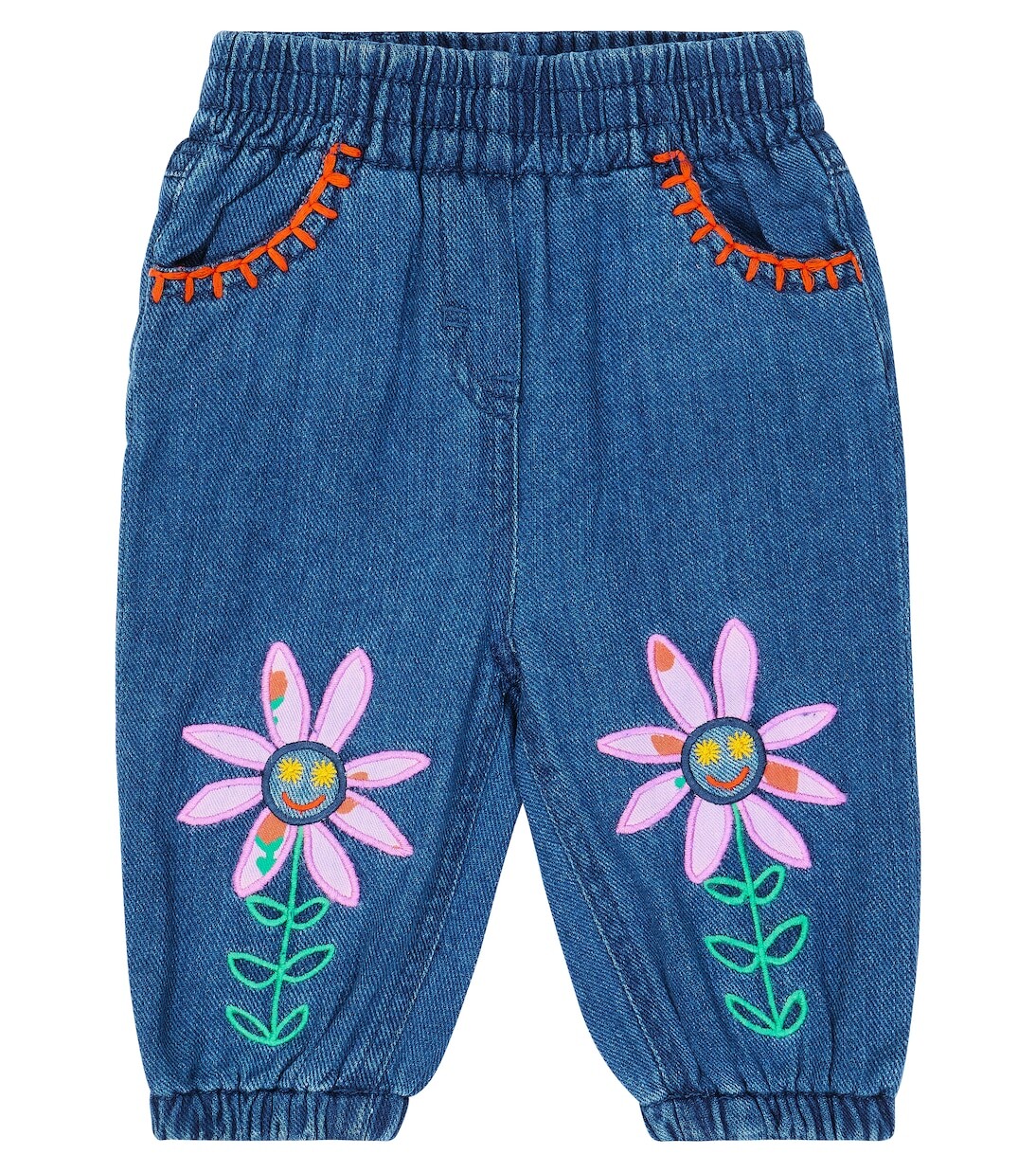 

Детские джинсы с вышивкой Stella Mccartney Kids, синий