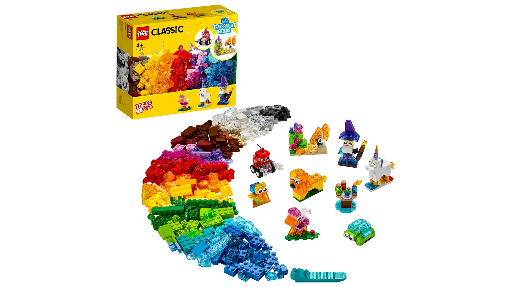 Креативный конструктор Lego Classic с прозрачными кубиками и животными