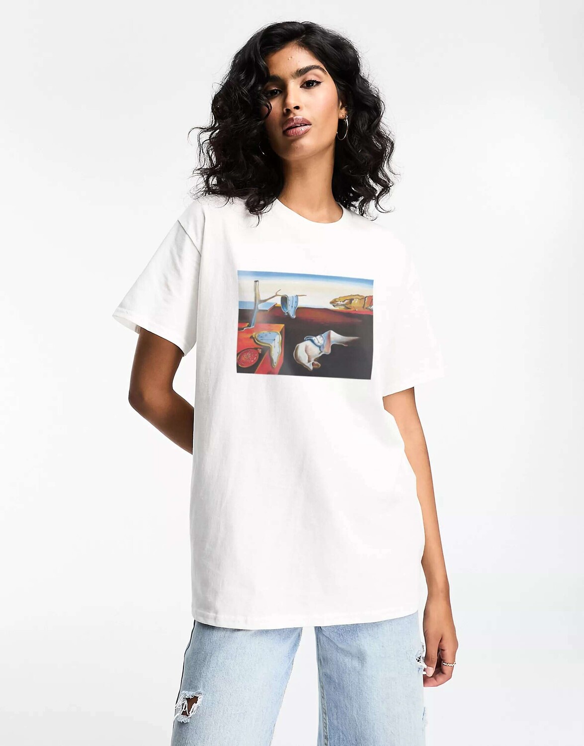 

Белая футболка оверсайз с художественным рисунком Дали ASOS, Белый