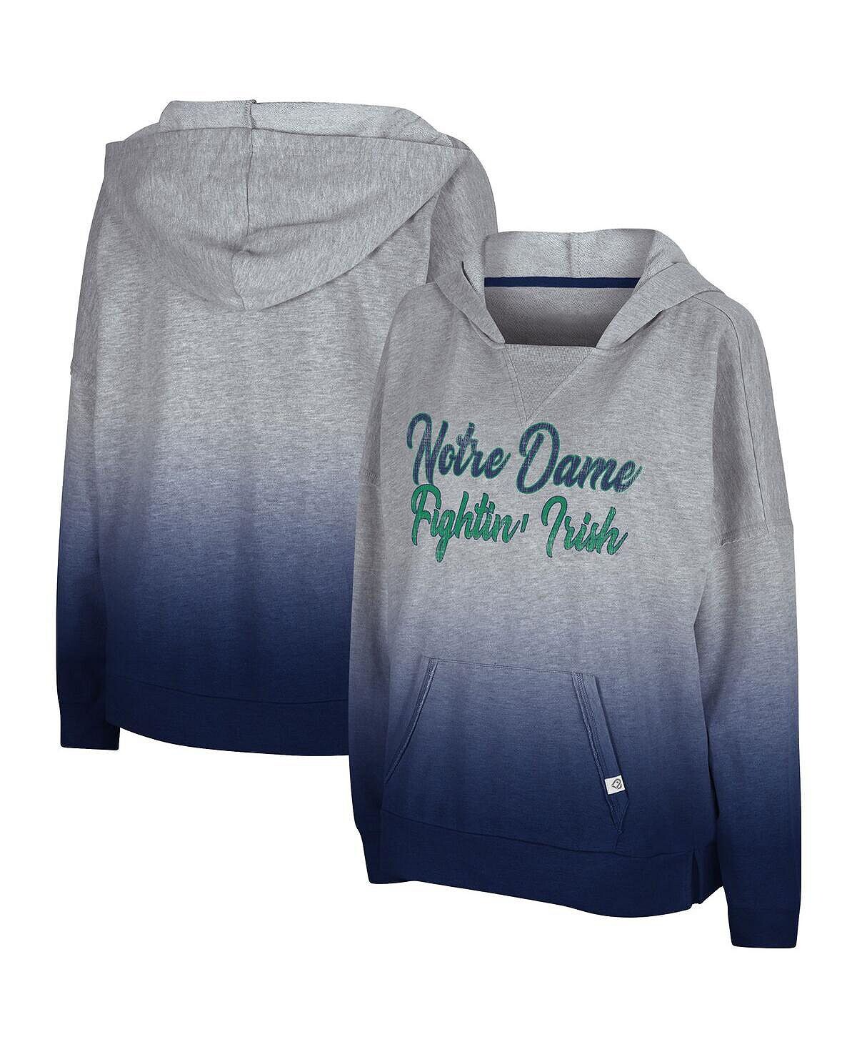 

Женский серый пуловер с капюшоном Notre Dame Fighting Irish On Wednesdays Dip-Dye Colosseum
