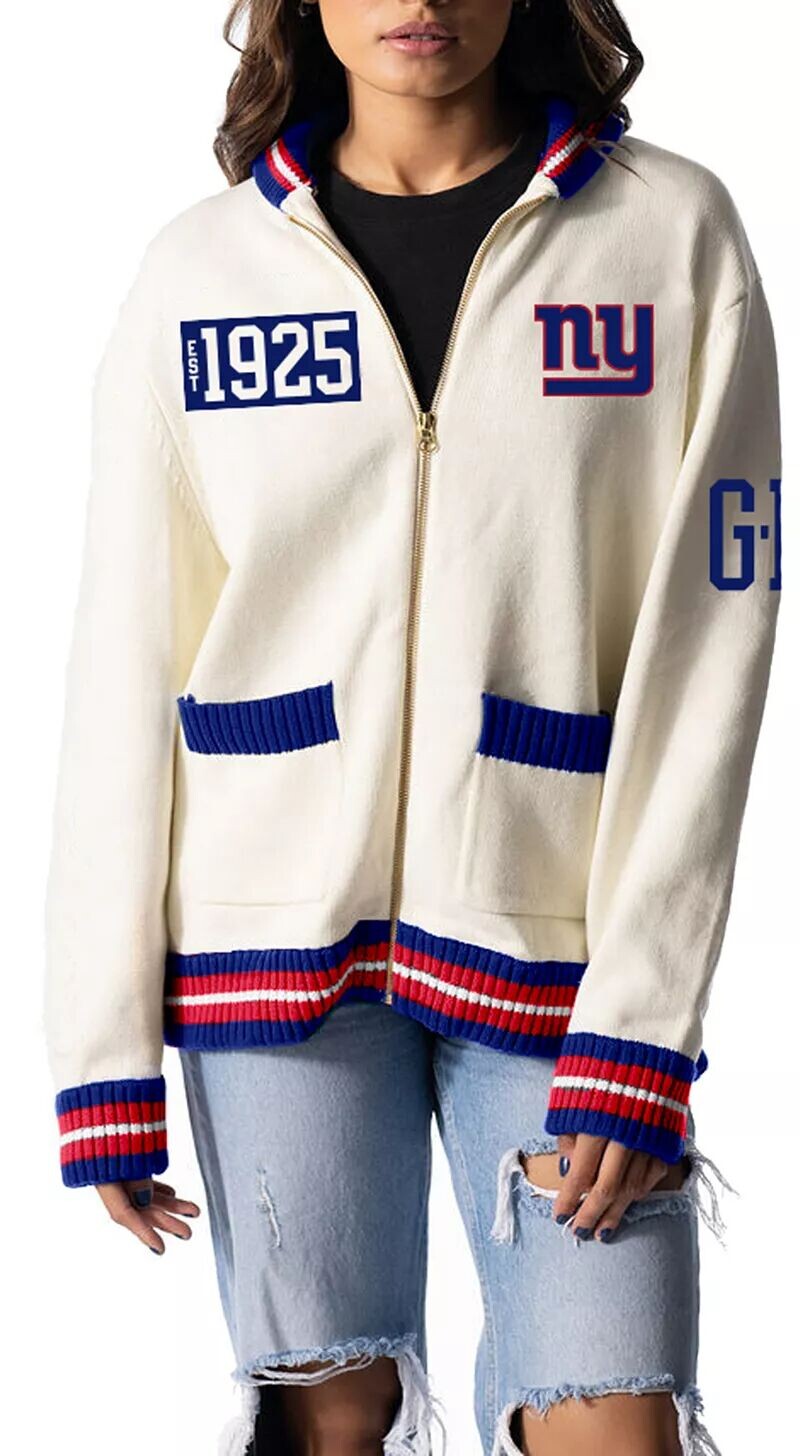 

Вязаный свитер с молнией во всю длину The Wild Collective для взрослых New York Giants