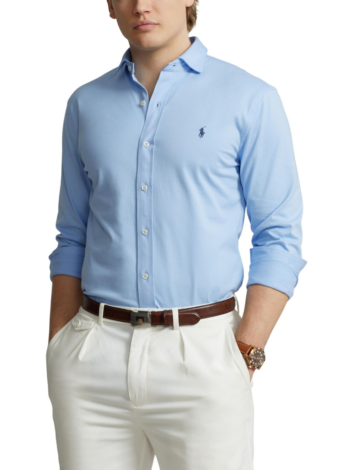 

Хлопковая рубашка с длинными рукавами Polo Ralph Lauren, цвет Austin Blue