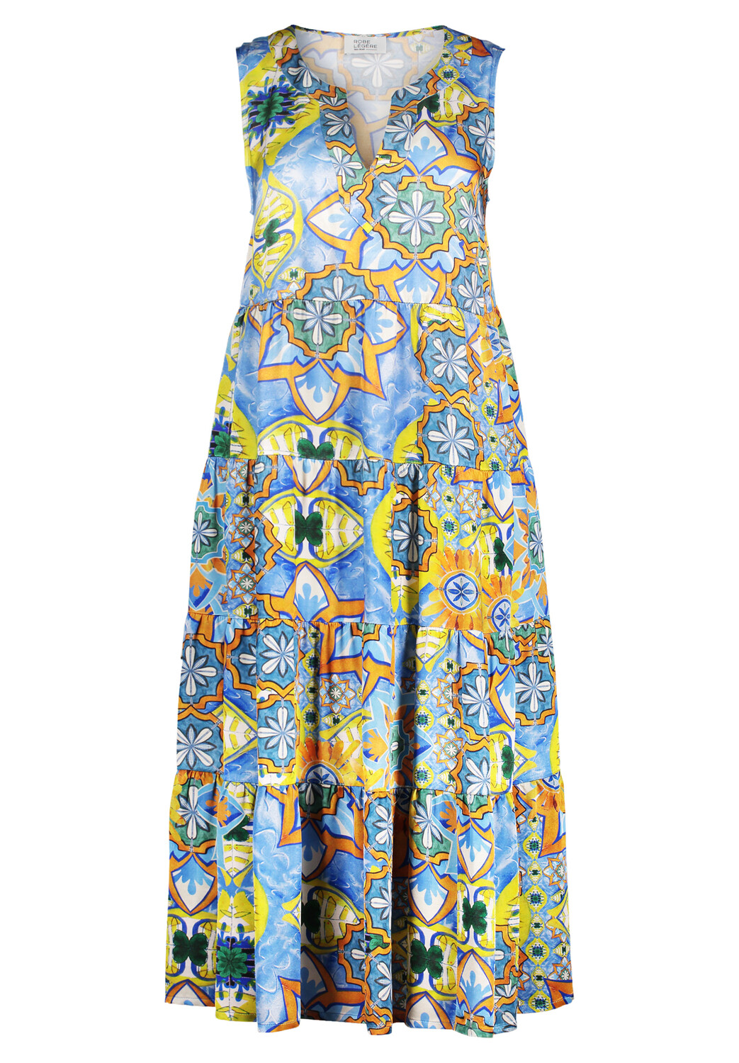 

Платье Vera Mont Stufen mit V Ausschnitt, цвет Blue/Orange