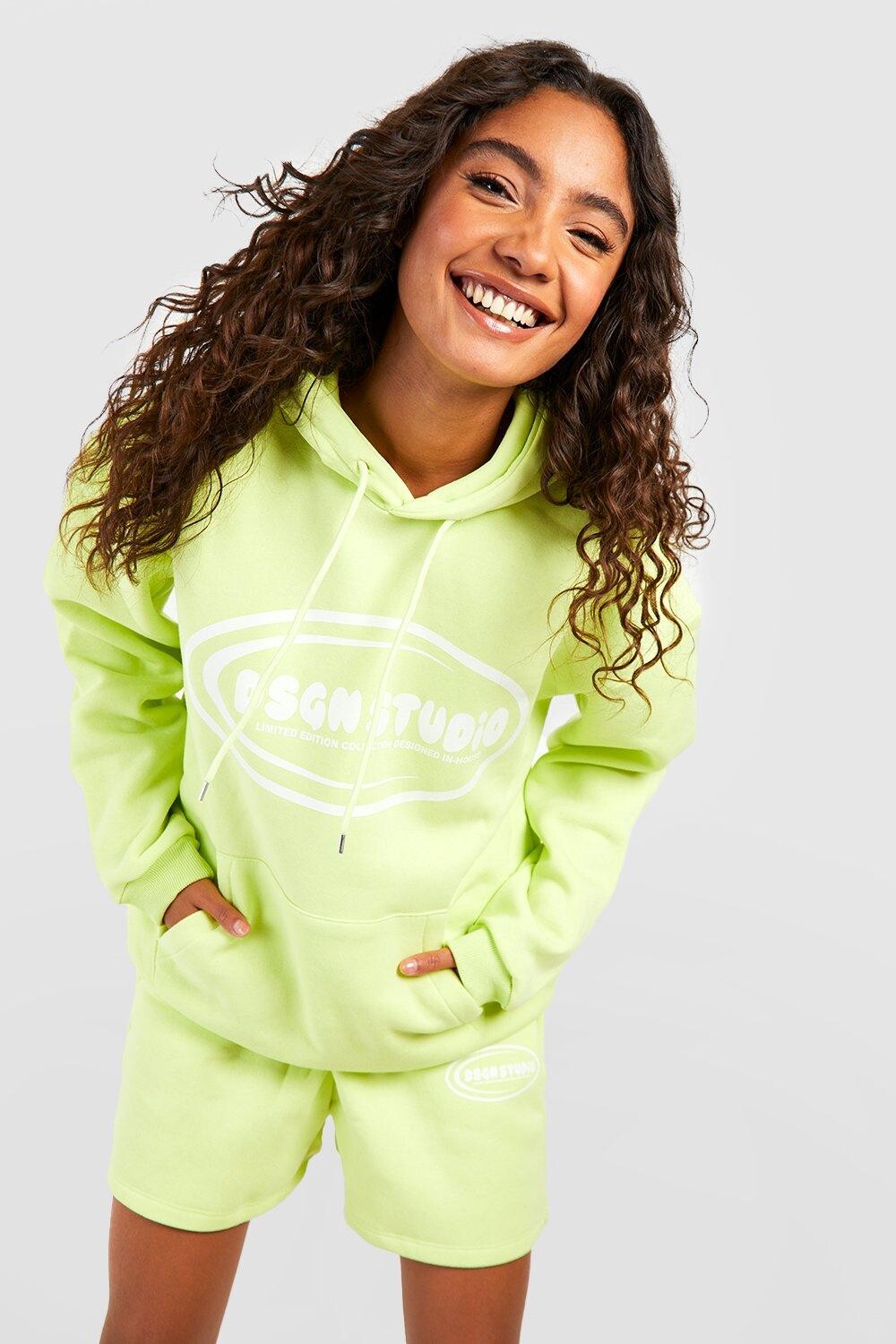 

Короткий спортивный костюм tall dsgn studio Boohoo, лаймовый