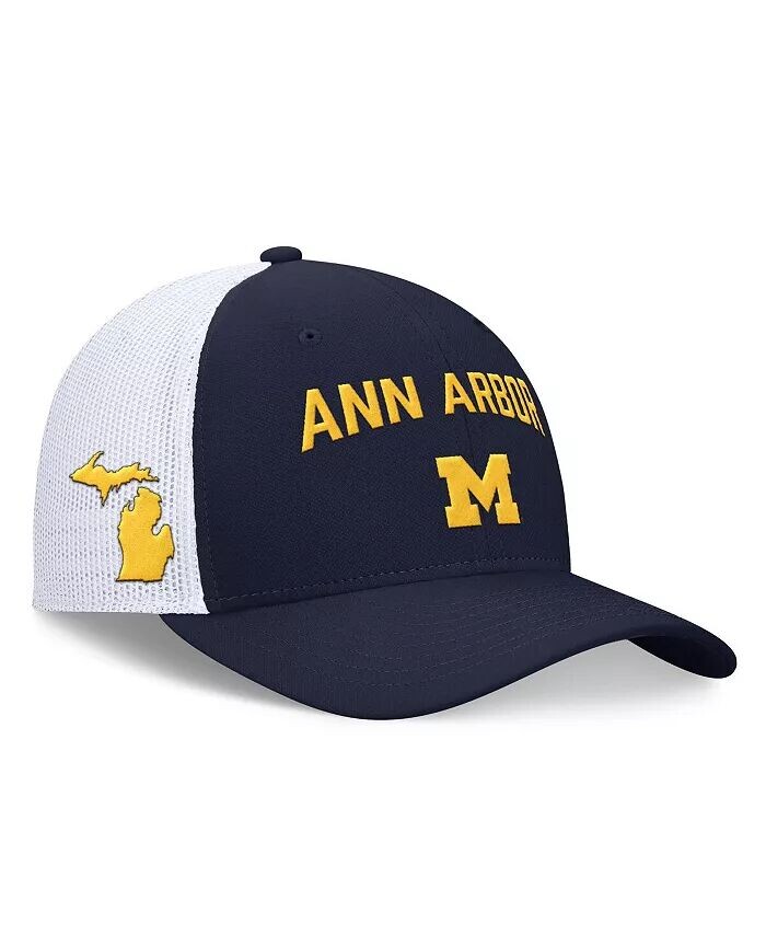 

Мужская регулируемая шапка темно-синего/белого цвета Michigan Wolverines Primetime Rise City Trucker Jordan, мультиколор