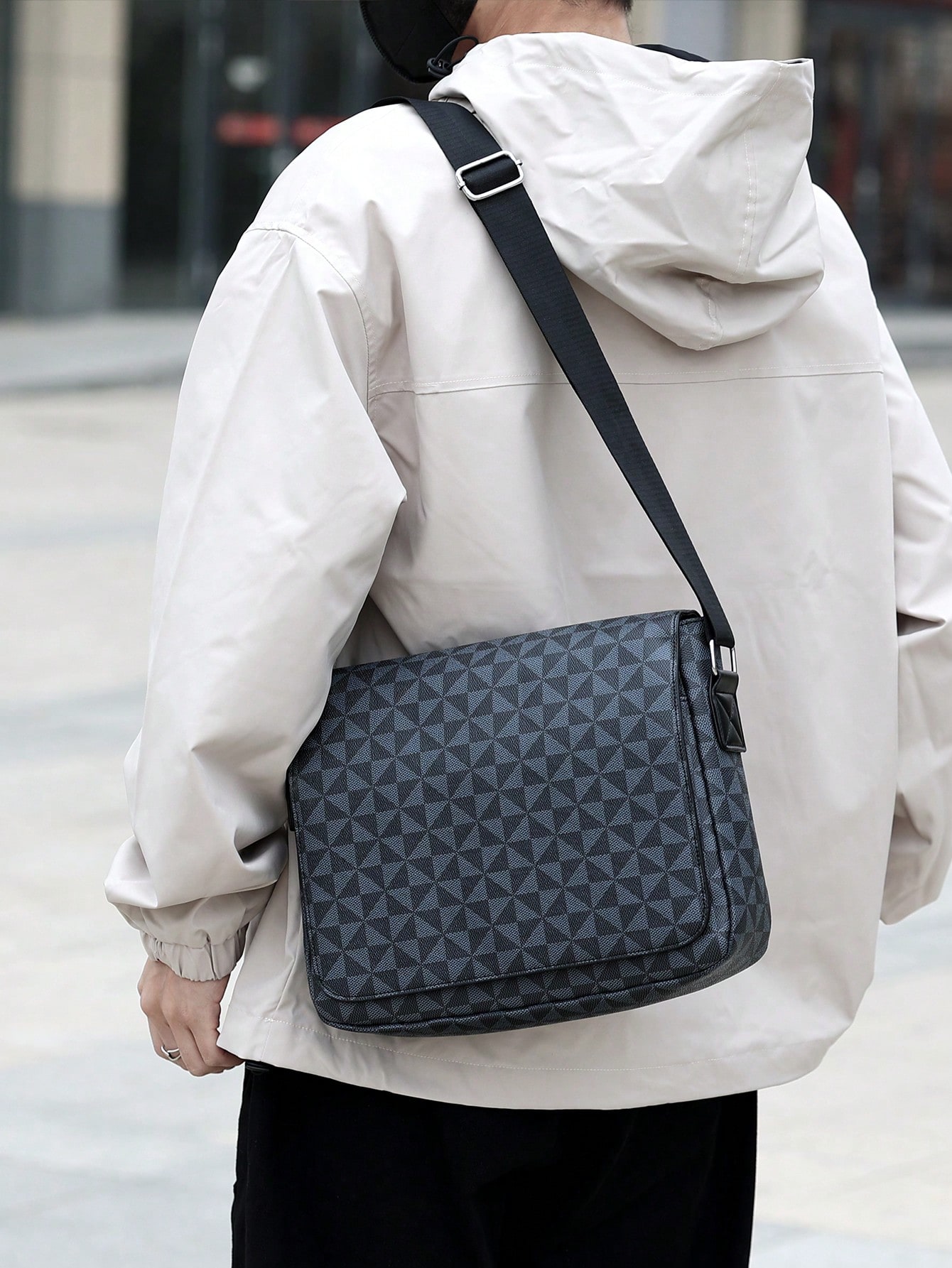 Мужская винтажная сумка-мессенджер из искусственной кожи большой вместимости, серый