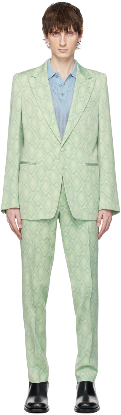 цена Зеленый костюм узкого кроя Dries Van Noten