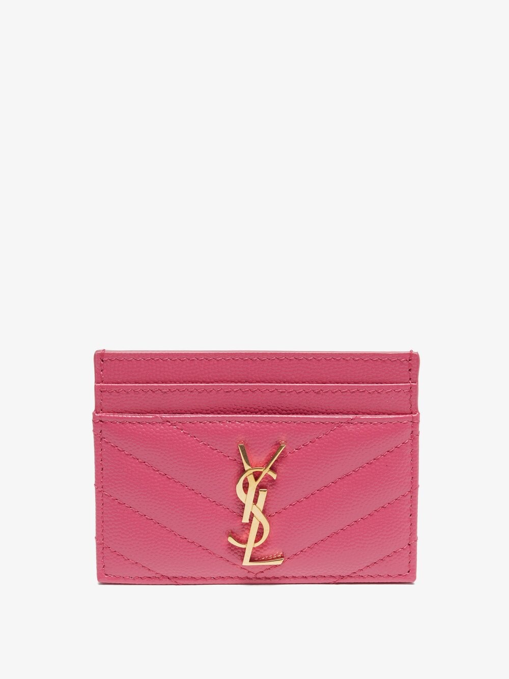 

Стеганый кожаный картхолдер с пластинкой ysl Saint Laurent, розовый