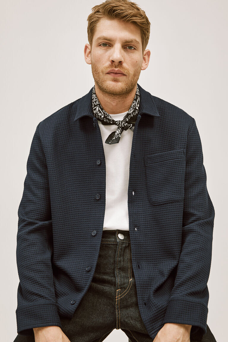

Рубашка regular fit с вафлями H&M, синий