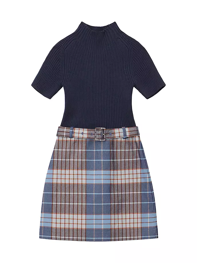 

Клетчатое мини-платье Patsy Staud, цвет french blue mega plaid navy