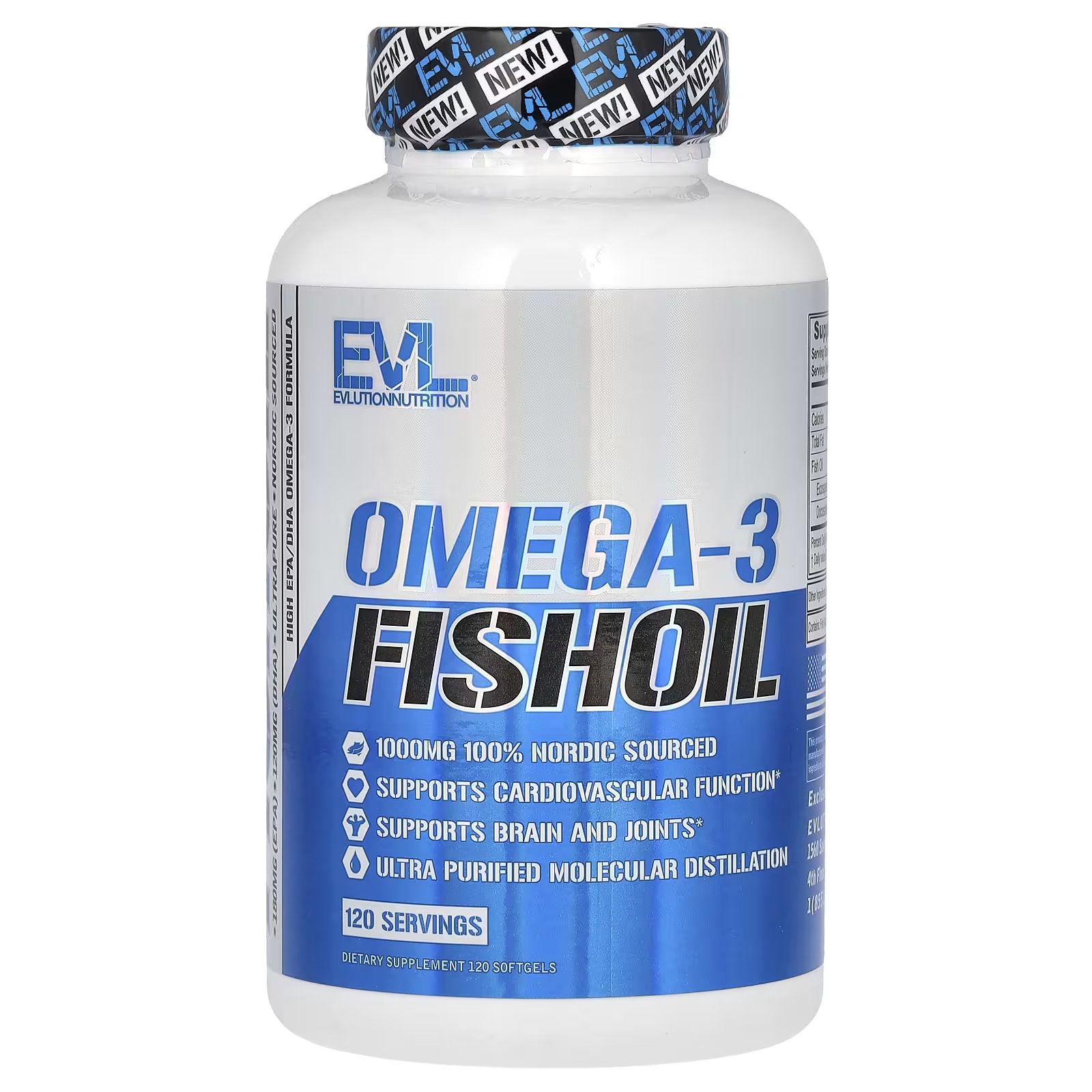 Рыбий жир EVLution Nutrition + Омега-3 1000 мг evlution nutrition рыбий жир с омега 3 кислотами 120 мягких желатиновых капсул