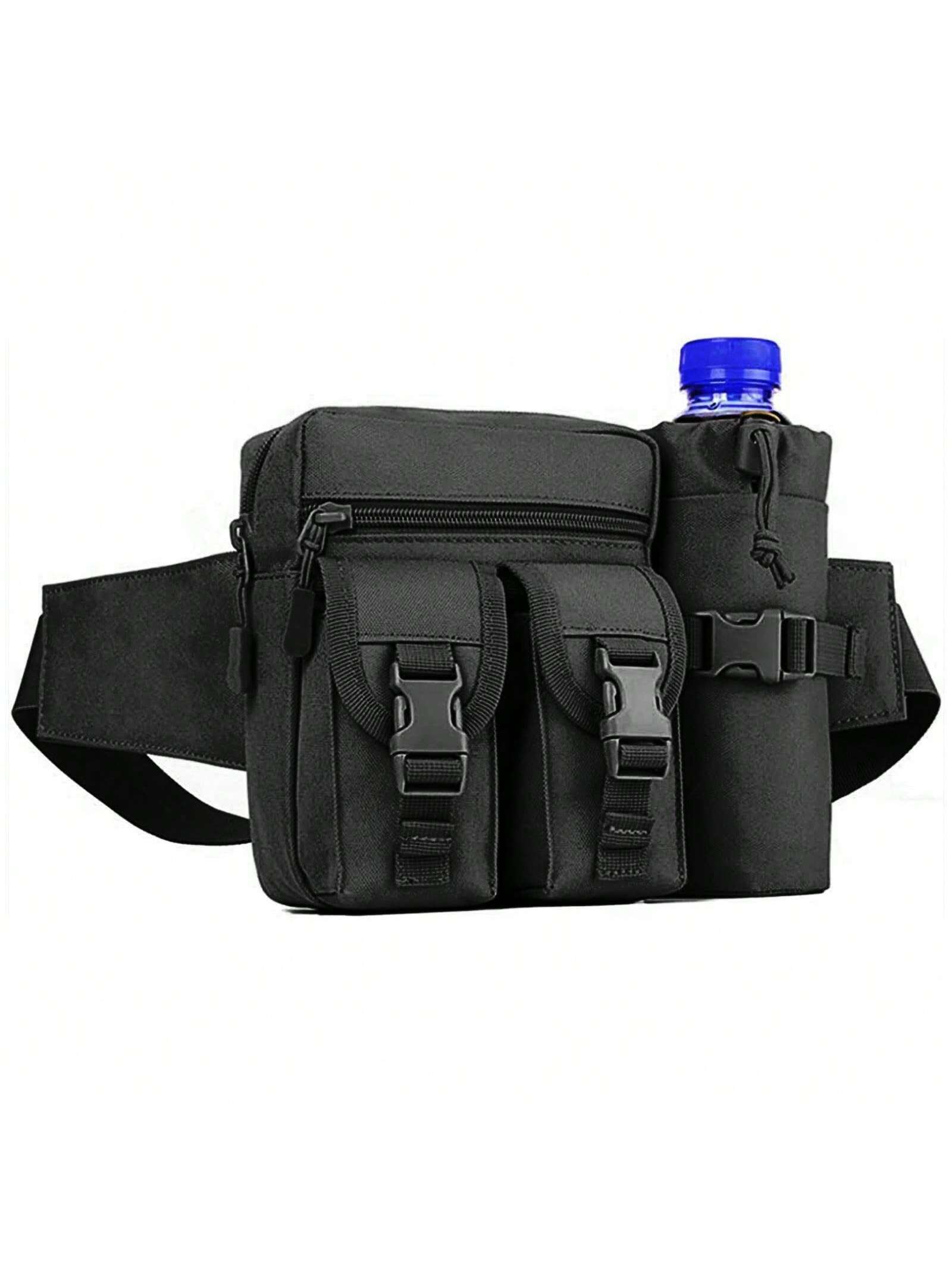 Тактический поясной чехол Huntvp с карманным держателем для бутылки с водой, черный сумка поясная для инструментов квт см 01 с держателем 250x290х170 мм