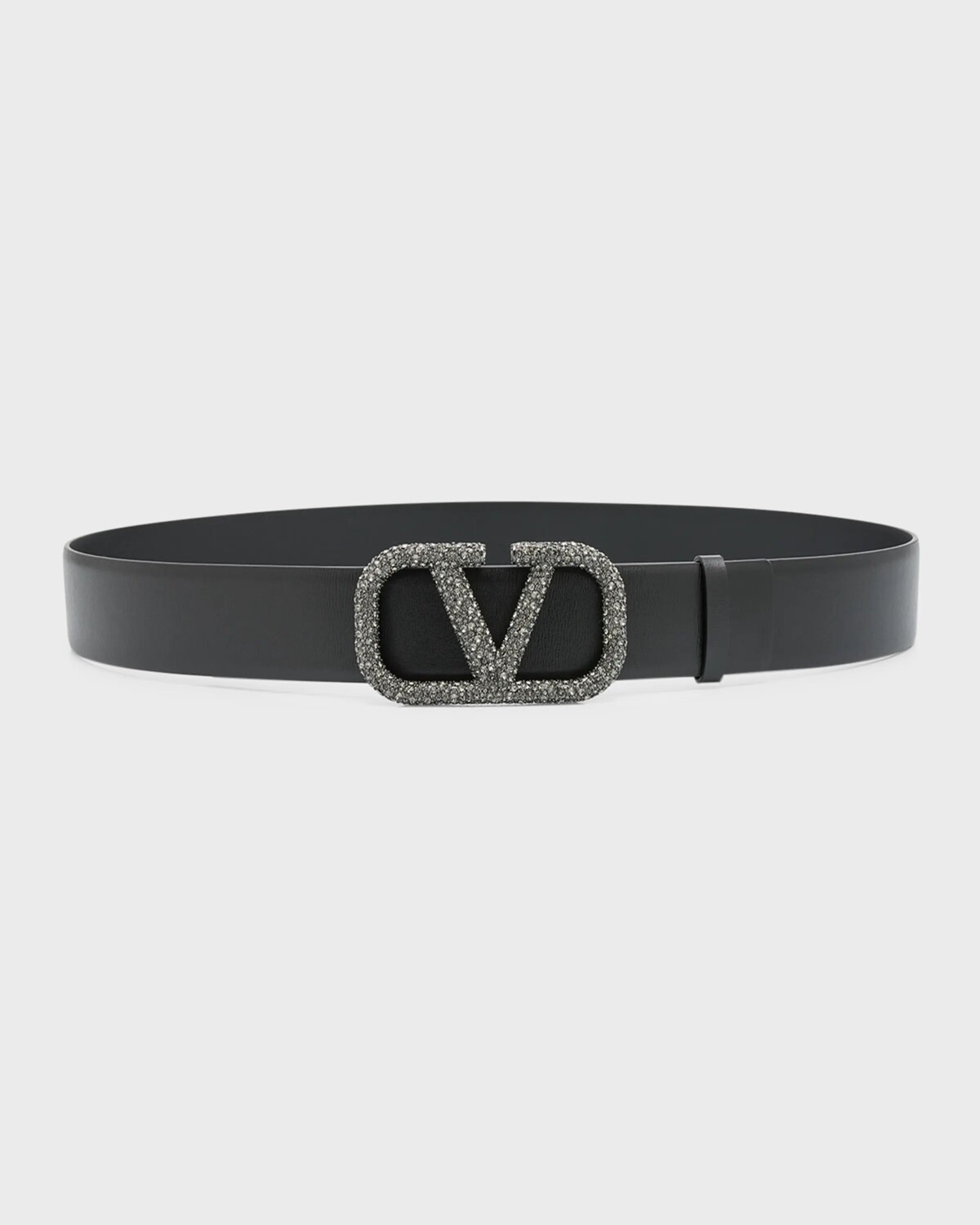 

Кожаный ремень с украшенным V-образным логотипом Valentino Garavani, цвет Black Diamond