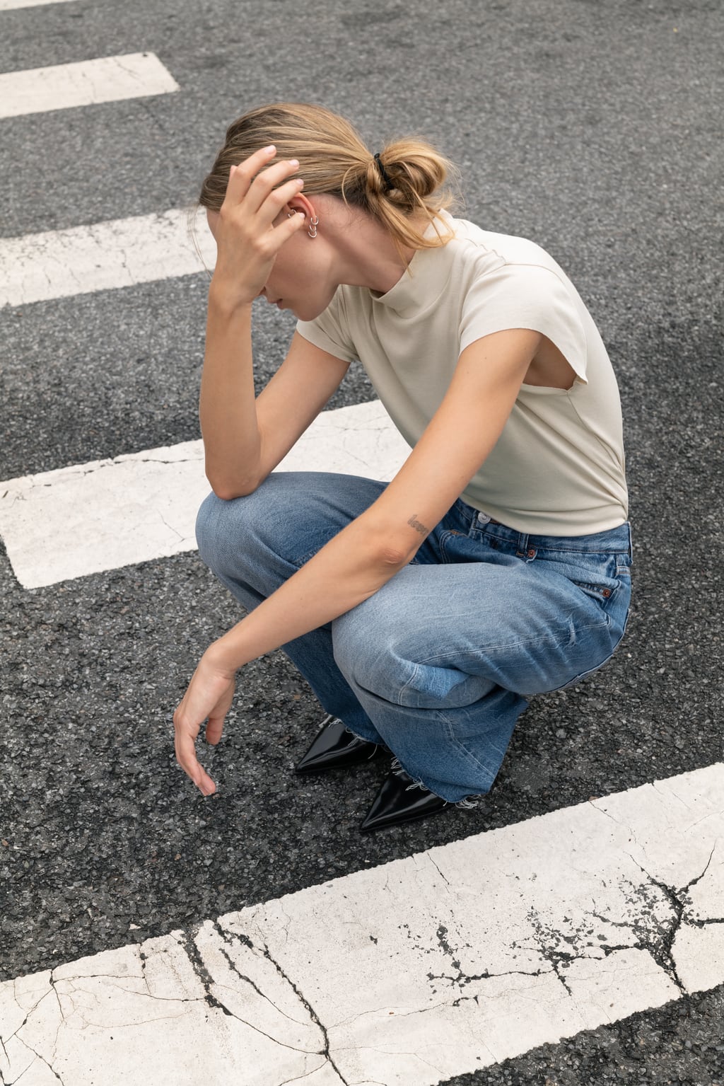 

Хлопковый топ в рубчик ZARA, песочный