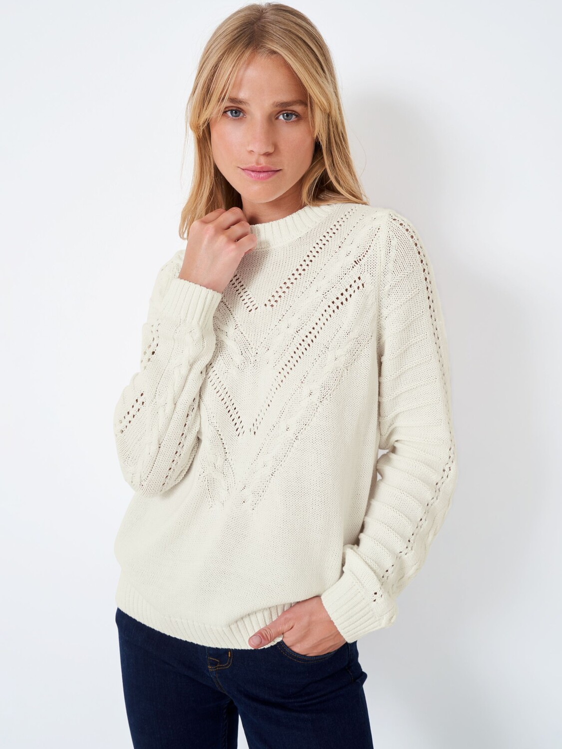 

Джемпер вязанной вязки Crew Clothing, кремовый