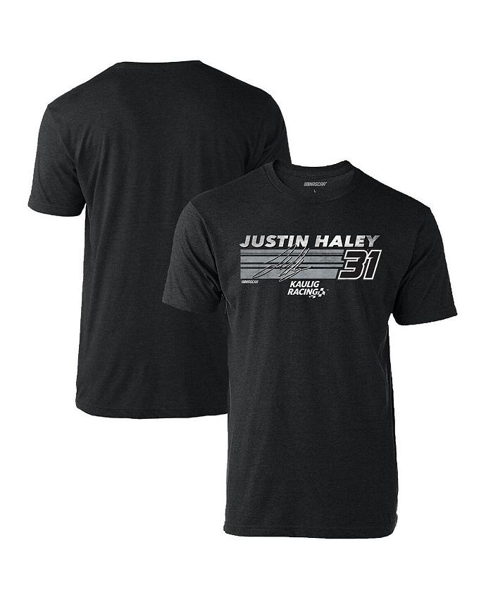 

Мужская футболка Heather Charcoal Justin Haley Hot Lap Checkered Flag Sports, черный