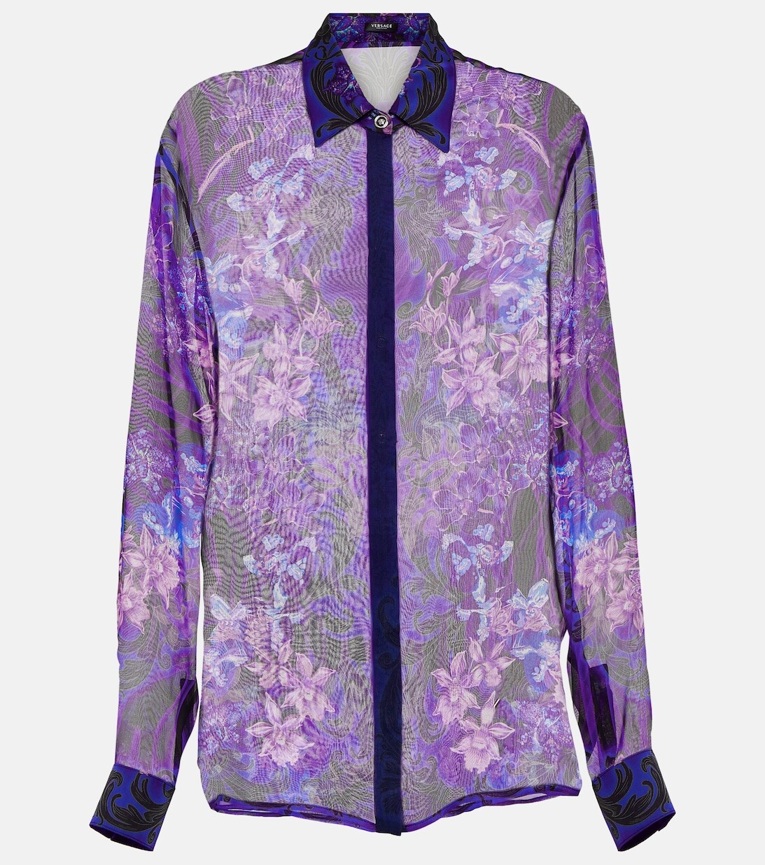 

Рубашка Orchid Barocco из шелкового шифона VERSACE, розовый
