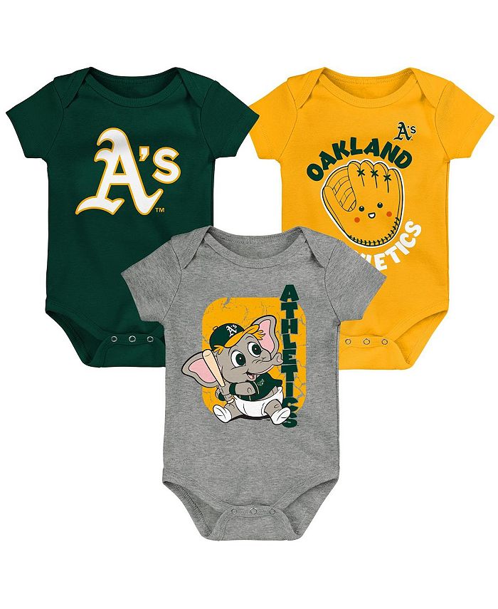 Набор боди Oakland Athletics Change Up из 3 комплектов зеленого, золотого и серого цветов для новорожденных Outerstuff, зеленый