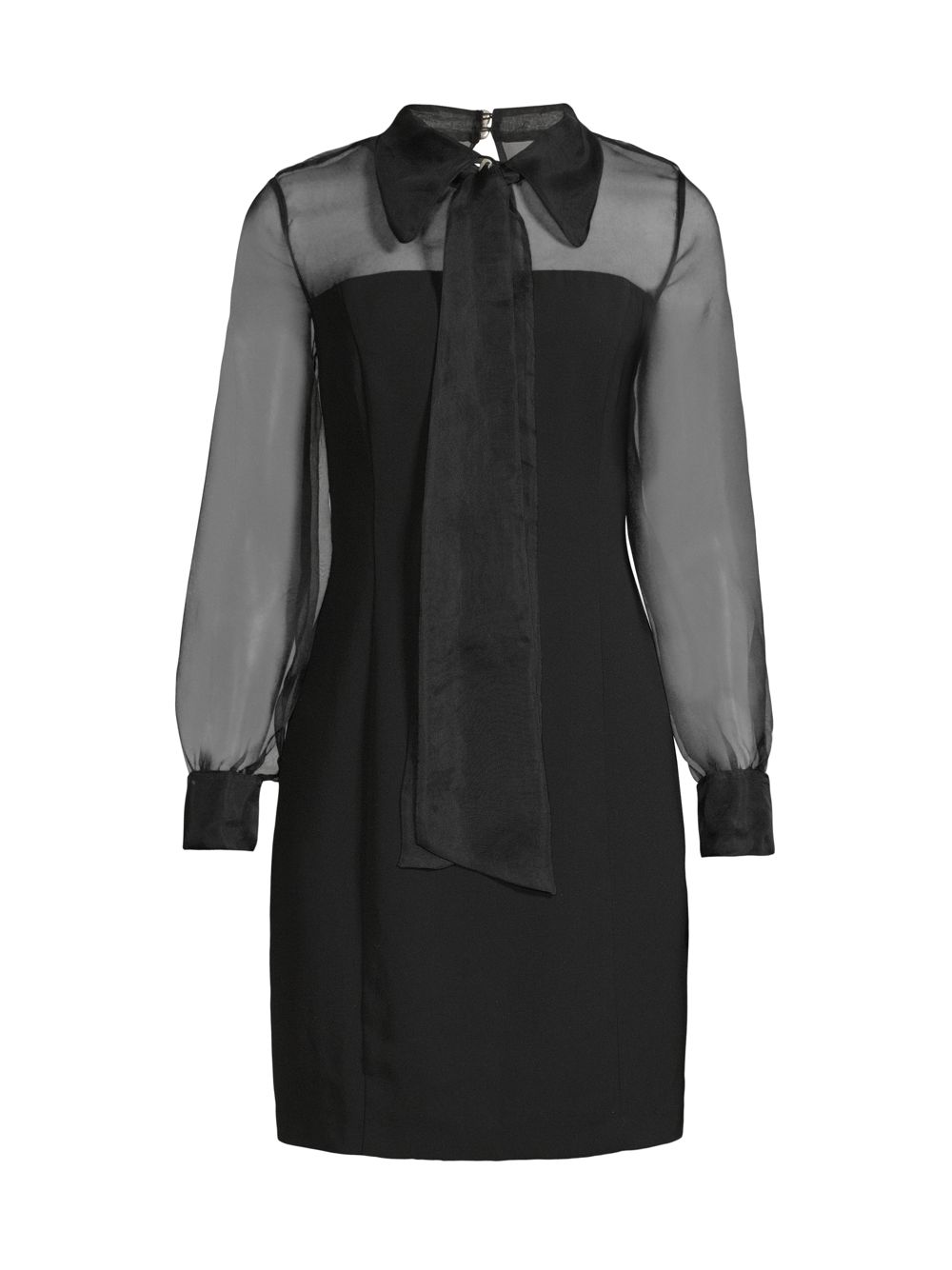 цена Мини-платье из шелковой органзы с воротником из смешанной техники Shani, черный
