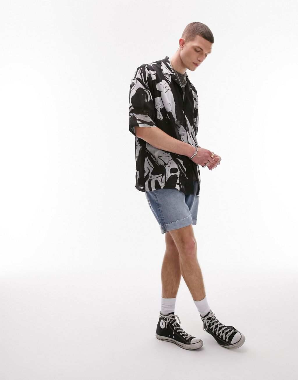 Разноцветная прозрачная абстрактная рубашка Topman