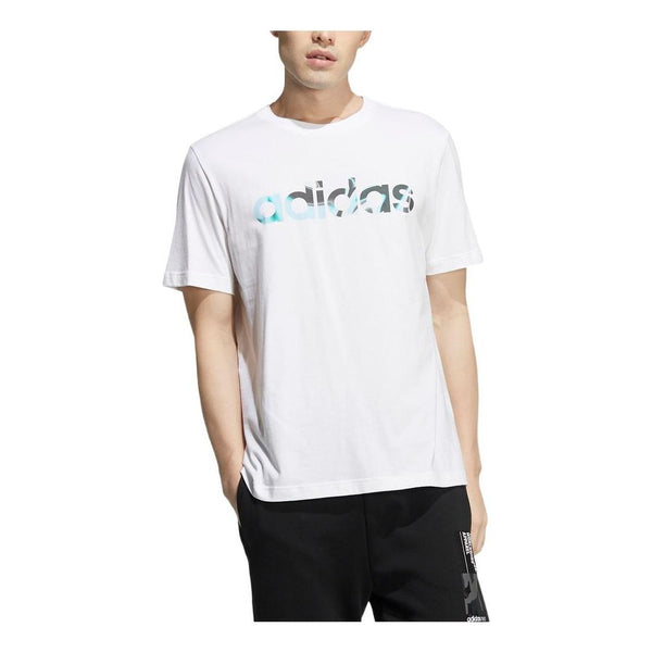 Футболка Men's adidas neo Solid Color Alphabet Printing Round Neck Casual Short Sleeve White T-Shirt, белый