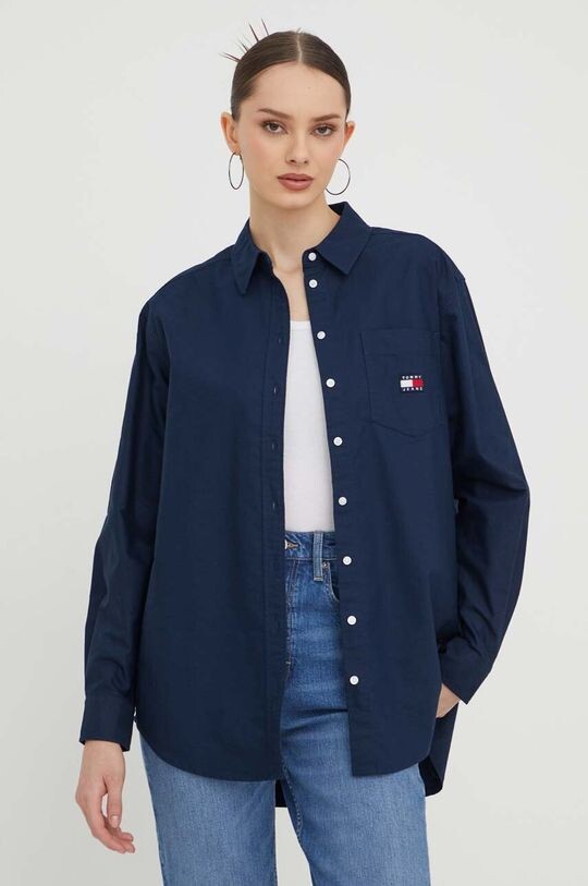 

Хлопчатобумажную рубашку Tommy Jeans, темно-синий