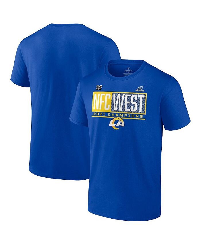 

Мужская фирменная футболка Royal Los Angeles Rams 2021 NFC West Division Champions Big and Tall Blocked Favorite Fanatics, синий