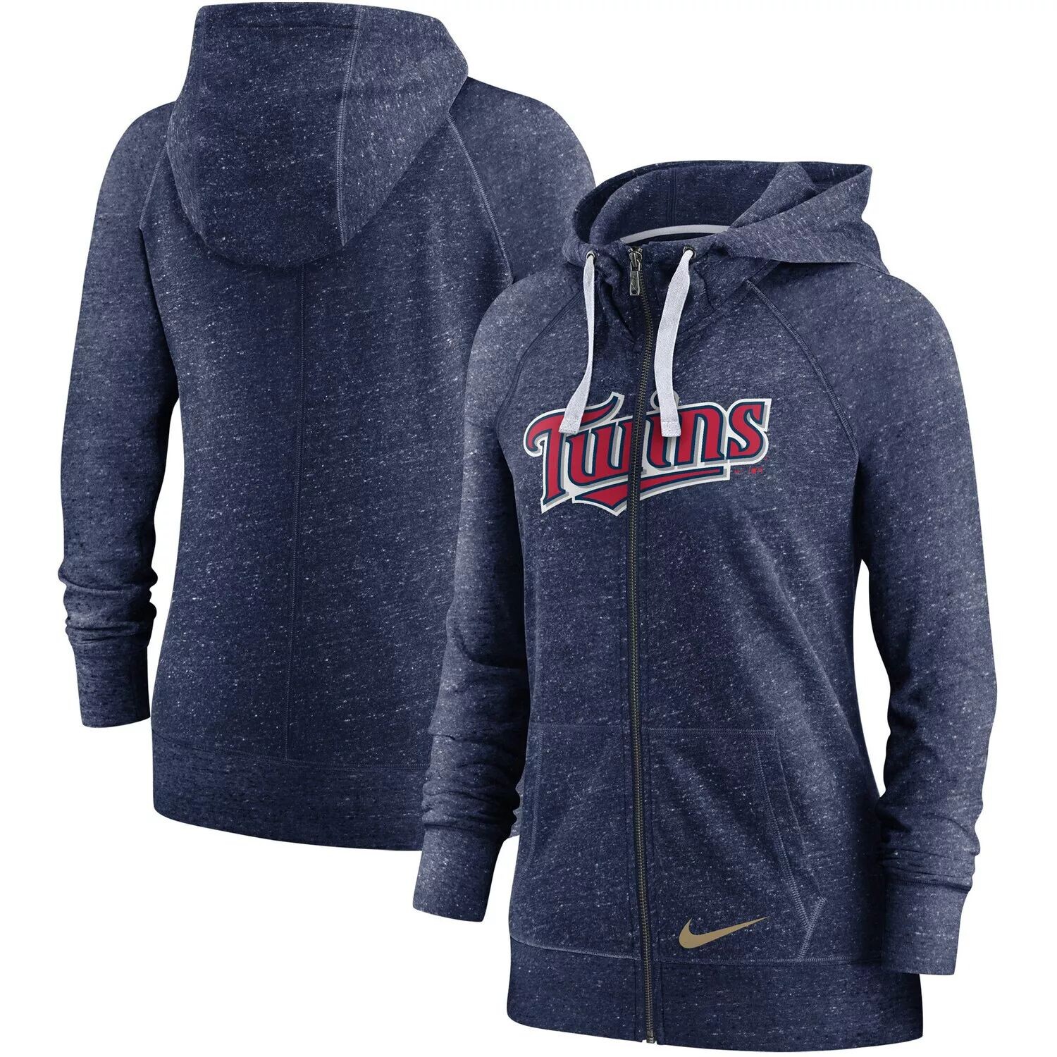 

Женская темно-синяя худи с молнией во всю длину реглан Nike Heathered Minnesota Twins Wordmark Gym Vintage реглан Nike, Синий