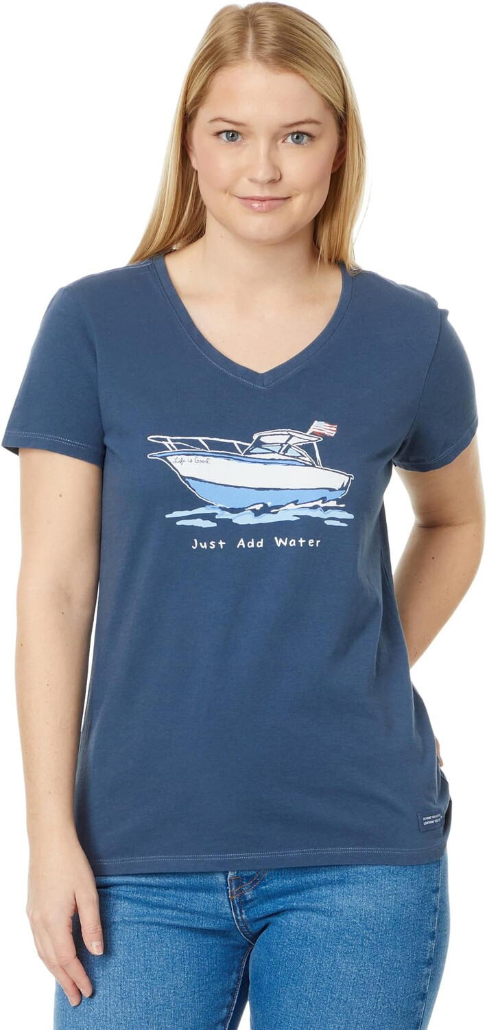 

Just Add Water Boat Short Sleeve Crusher Vee Life is Good, цвет Darkest Blue