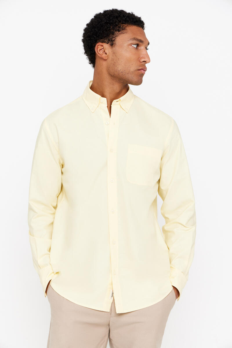 Однотонная оксфордская рубашка Cortefiel, желтый однотонная оксфордская рубашка cortefiel белый