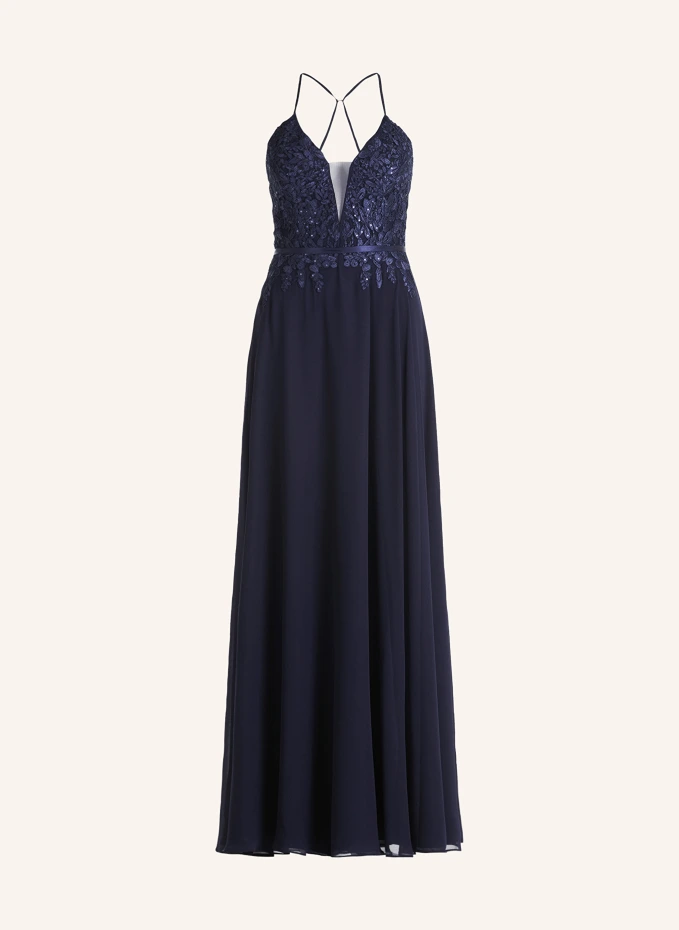 Вечернее платье с кружевом и пайетками Vm Vera Mont, синий