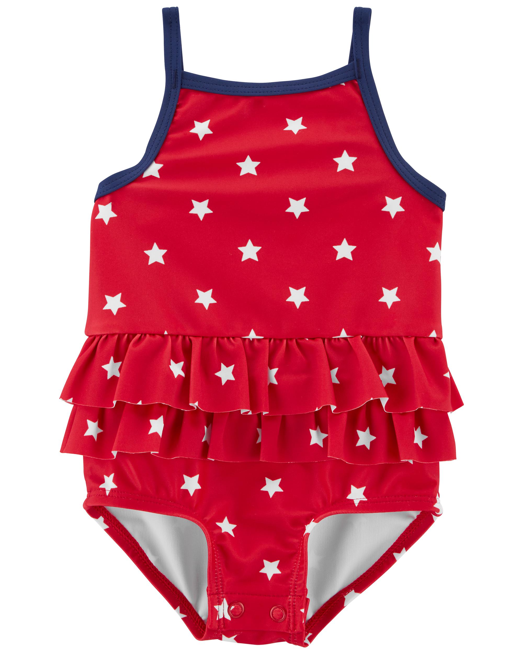 

Цельный купальник Baby Stars с оборками Carter's, красный