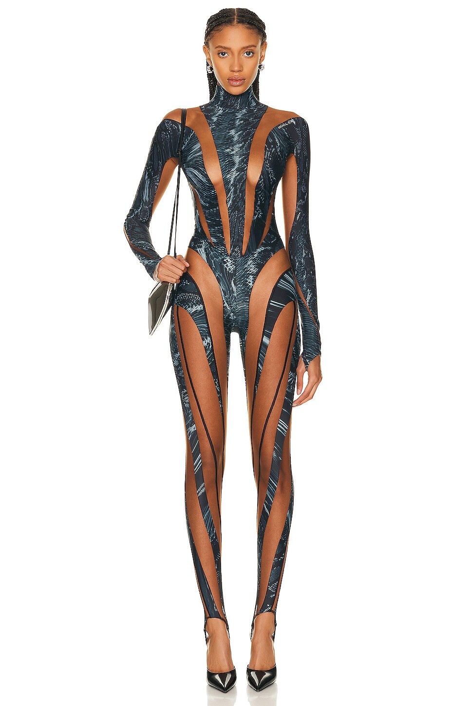 

Комбинезон Mugler Long Sleeve, цвет Warped Snake Black & Nude 02