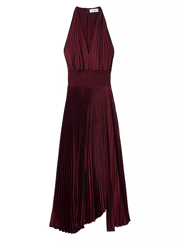 Атласное плиссированное платье миди Rose A.L.C., цвет chicory цена и фото