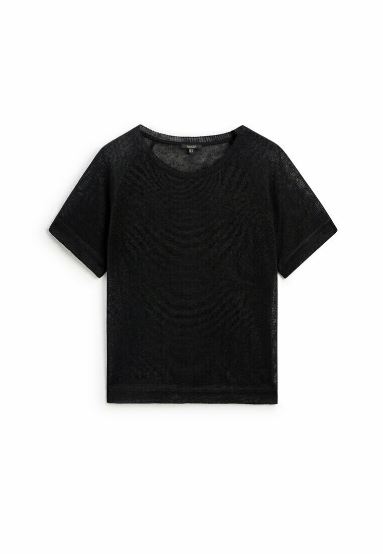 Базовая футболка WITH SHORT RAGLAN SLEEVES Massimo Dutti, цвет black