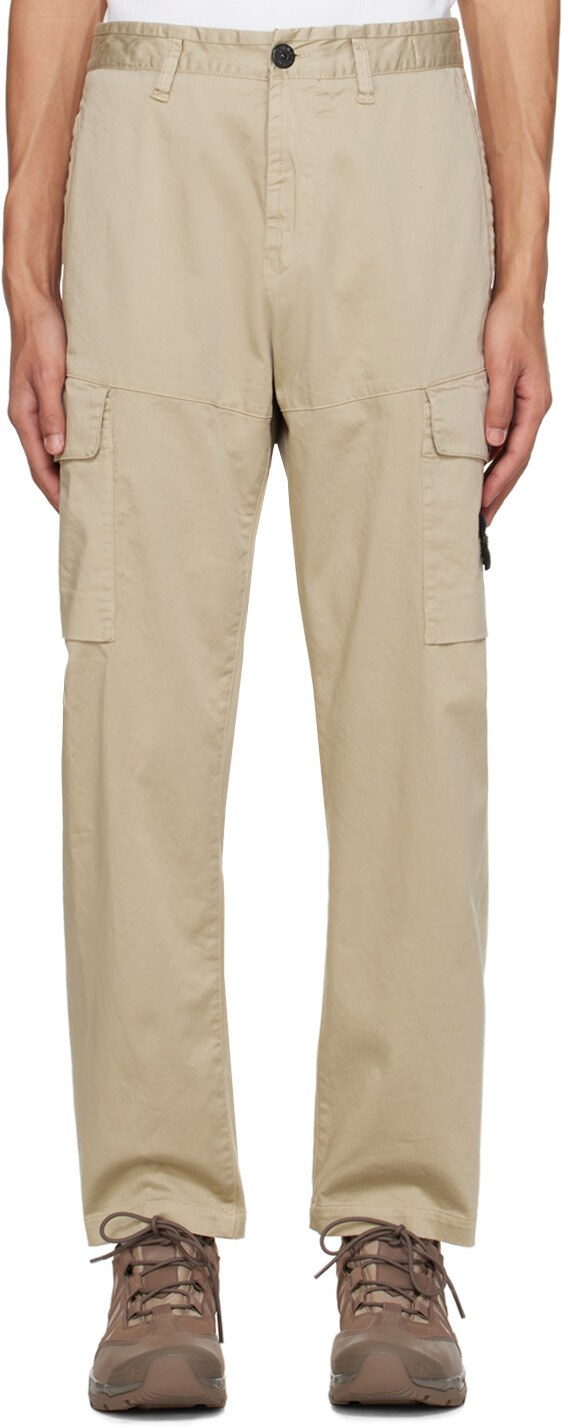 

Бежевые брюки карго с нашивками Stone Island, цвет Sand