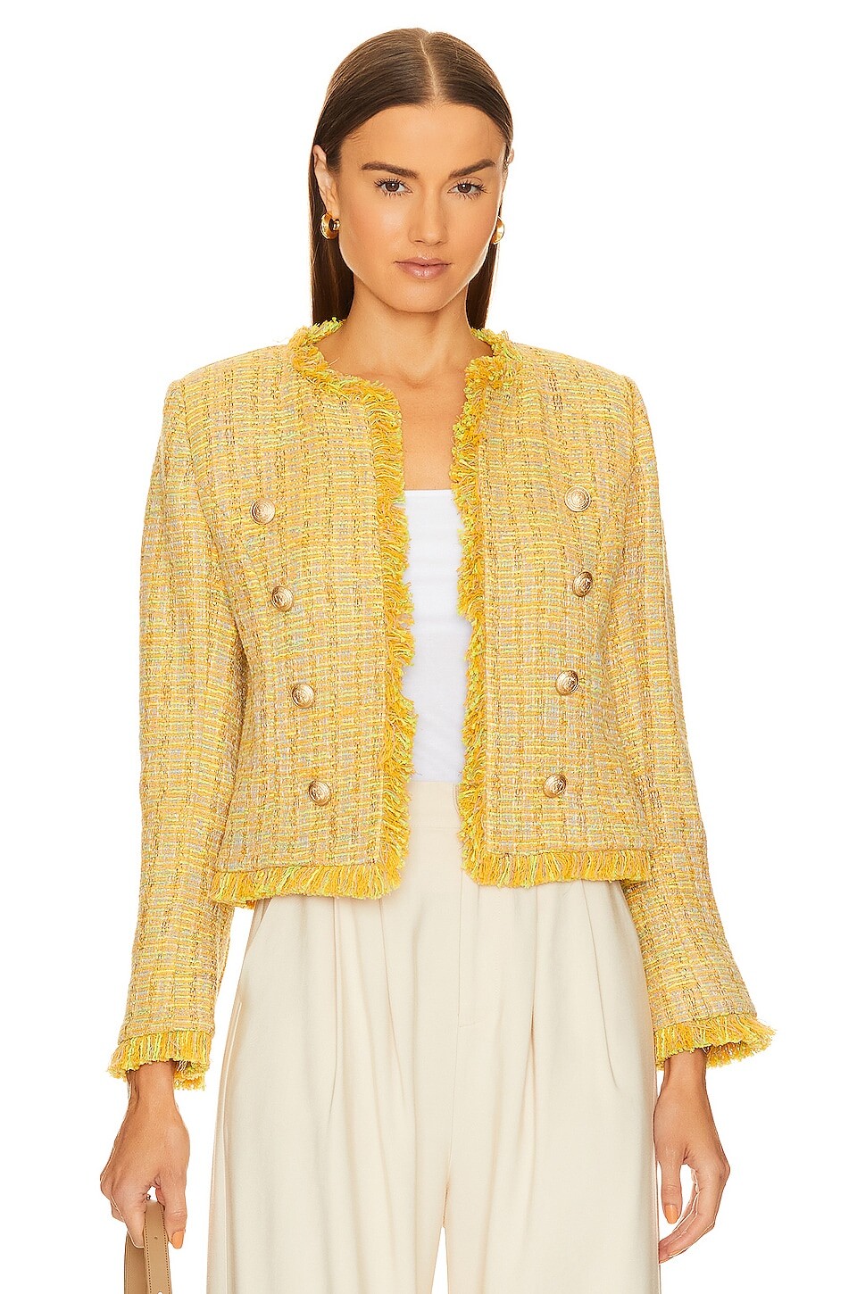 

Блейзер L'AGENCE Tinlee, цвет Yellow Multi Tweed