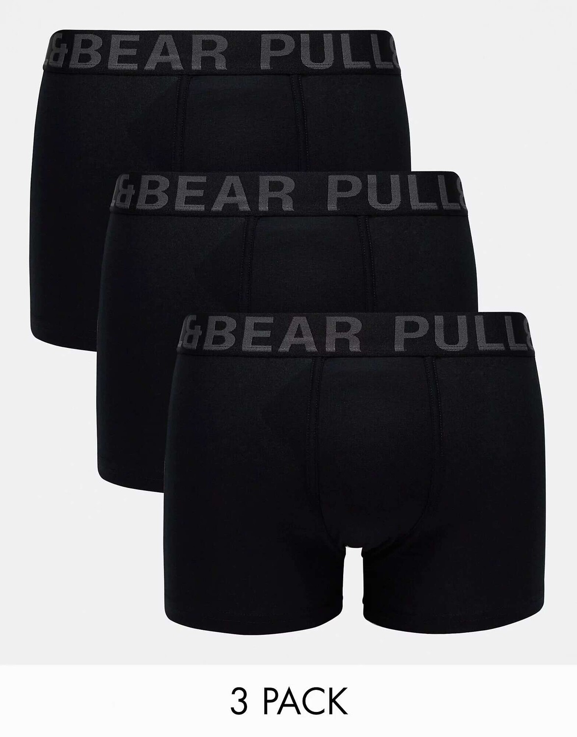 

Три пары боксеров Pull&Bear с серым контрастным поясом черного цвета