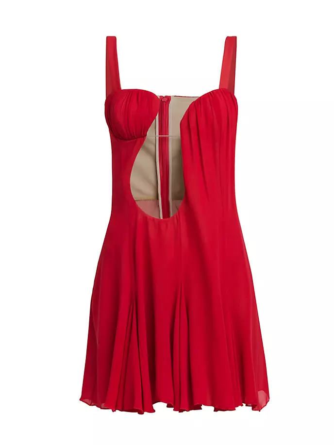 Асимметричное мини-платье с прозрачными вставками Nensi Dojaka, красный