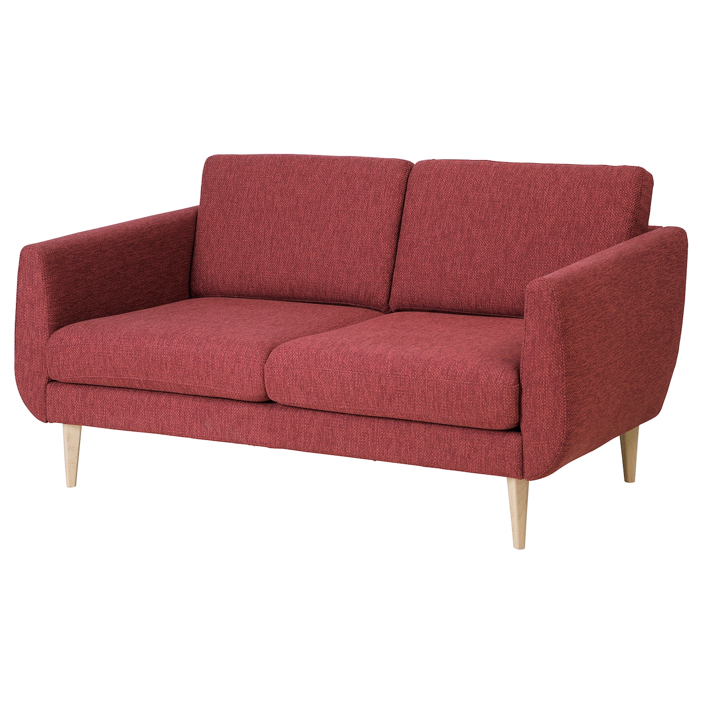 СМЕДСТОРП 2-местный диван, Лейде/красный/коричневый дуб SMEDSTORP IKEA диван офисный шарм дизайн бит с подушками коричневый