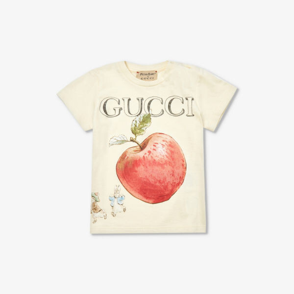 

Футболка из хлопкового трикотажа с принтом «Яблоко» 3-36 месяцев Gucci, красный