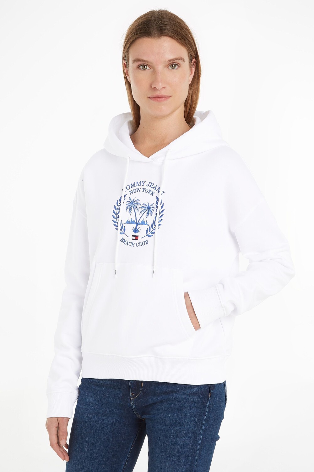 

Худи с пальмовым принтом Tommy Jeans, белый